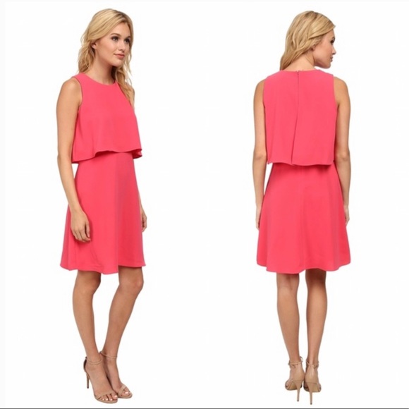 Calvin Klein Pink Ruffle Layered Dress - Picture 1 of 9
